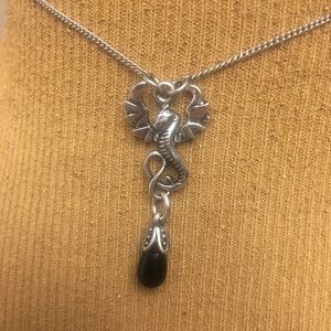 Dragon Black Stone Silver Necklace